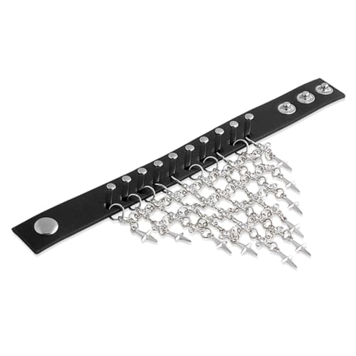 VALICLUD Vintage Lederarmband Herren Punk Stil Kettenarmband aus Robustem Verstellbare Manschette mit Metallakzenten Modisches Accessoire für Männer und Cosplay Schwarzes Design von VALICLUD