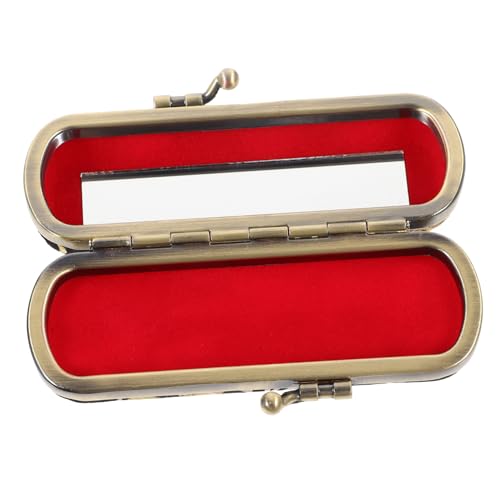 VALICLUD Vintage Lippenstift Etui mit Spiegel Lippenstift Organizer Box für Damen Dekorative Aufbewahrungstasche für Lippenstifte und Kleine Schmuckstücke Reise Case mit Sicherem von VALICLUD