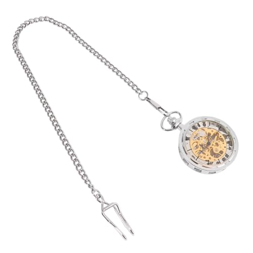 VALICLUD Taschenuhr Silber Vintage Manuelle Mechanische Ausgehöhlte Taschenuhr Praktisch Langlebig Halskette Dekoration Kleidung von VALICLUD
