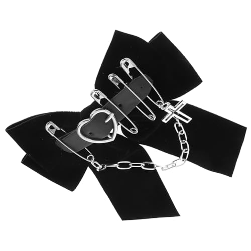 VALICLUD Vintage Punk Gothic Haarklammer Mit Schleifen-design Halloween Haarschmuck Für Frauen Und Mädchen Vielseitig Einsetzbare Haarspange Kreuzketten-haarschmuck von VALICLUD