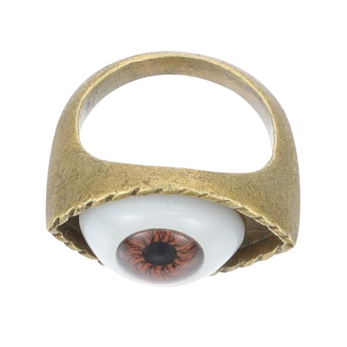VALICLUD Vintage Punk Ring aus Legierung mit Übergroßem Augen design Brauner Geometrischer Statement fingerring Auffälliger Schmuck für Party und Besondere Anlässe von VALICLUD