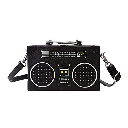 VALICLUD Vintage Radio Geformt Handtasche 90S Schulter Tasche PU Umhängetasche Einzigartige Handtasche für Frauen von VALICLUD