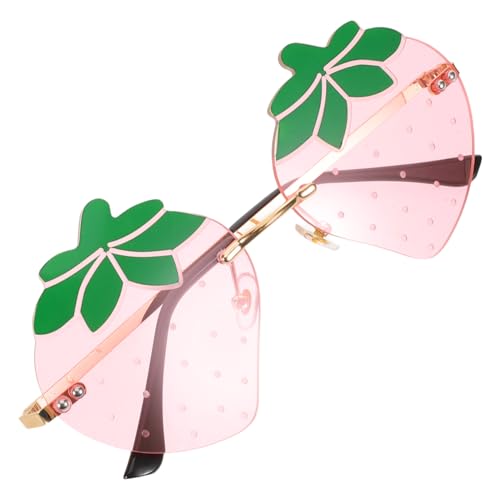 VALICLUD Vintage Randlose Erdbeer-sonnenbrille für Damen Uv-schutz Leichter Komfort Klare Gläser Modisch für Festivals Partys und Outdoor-aktivitäten von VALICLUD