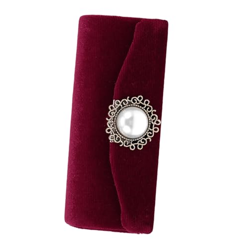 VALICLUD Vintage Samt Lippenstift Etui mit Spiegel Lippenstift Organizer für Damen Kompakter Lippenstifthalter Langlebige Kosmetik Aufbewahrungsbox in Weinrot für Reisen und von VALICLUD