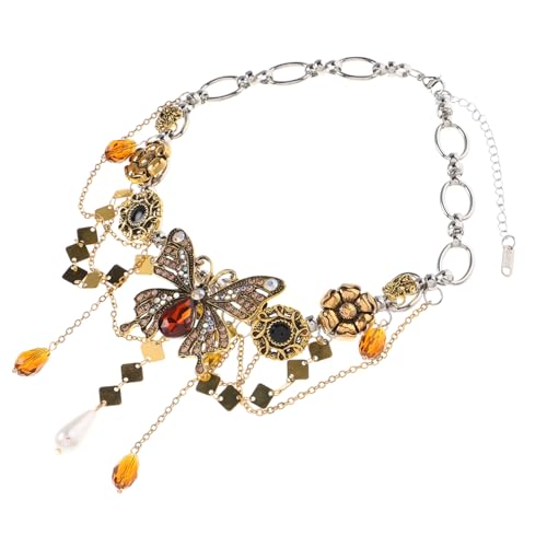VALICLUD Vintage Strass Choker Halskette Damen Alloy Verstellbar Elegante Retro Ketten Schmuck für Frauen Modische Clavicle Chain VALICLUD Vintage Strass Choker Halskette Damen Alloy Verstellbar Elegante Retro Ketten Schmuck für Frauen Modische Clavicle Chain von VALICLUD