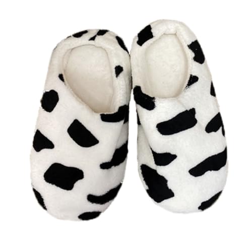 VALICLUD Warme Kuhmuster Hausschuhe Damen Herren Flauschige Rutschfeste Pantoffeln Kuschelige Indoor Slippers für Winter Gemütliche Schlafzimmergröße von VALICLUD