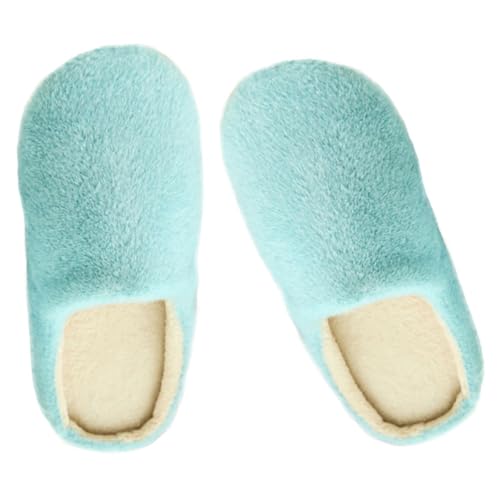 VALICLUD Warme Kuschelige Hausschuhe Damen und Herren Weiche Rutschfeste Hauspantoffeln mit Baumwollfutter Leise Flexible Winter Wohnschuhe Blau für Indoor und Reise von VALICLUD
