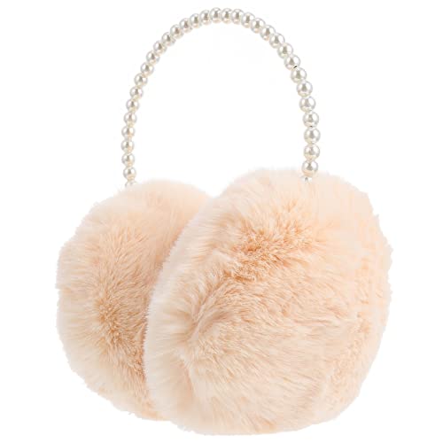 VALICLUD Warme Ohrenschützer für Frauen Winter Plüsch Ohrenschützer mit Perlen Stirnband Ohr Faux Pelz Ohr W?rmer Ohr Cover Ohr Muffen Für Kinder ?dchen Frauen (Beige) von VALICLUD