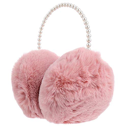 VALICLUD Warme Ohrenschützer für Frauen Winter Plüsch Ohrenschützer mit Perlen Stirnband Ohr Muff Faux Pelz Ohrwärmer Ohr Cover Ohr Muffen Für Kinder Mädchen Frauen (Rosa) von VALICLUD