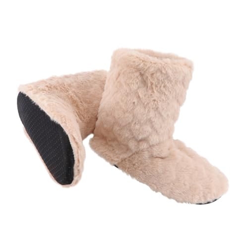 VALICLUD Warme Rutschfeste Baumwoll Hausschuhe für Damen und Herren Weiche Indoor Bodenstiefel Strapazierfähig Geeignet für Küche Wohnzimmer Schlafzimmer Herbst und Winter Camel von VALICLUD