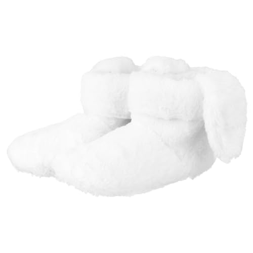 VALICLUD Warme Rutschfeste Damen Hausstiefel mit Mittlerem Schaft Flache Sohle Weiche Baumwollfüllung Modisch Weiß für Herbst und Winter Zuhause von VALICLUD