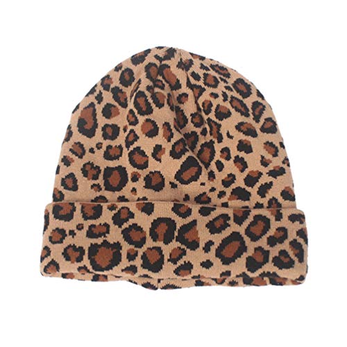 VALICLUD Warme Wintermütze Kinder Wolle Warme Mütze Leopard Strickmütze Warme Ohrenklappe Frau Mit Mütze Winter Beanie Mütze Leopard Beanie Hut Frauenhut Warmer Hut Leopardenmuster Damen von VALICLUD