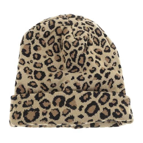 VALICLUD Warme Wintermütze Kinder Wolle Warme Mütze Leopard Strickmütze Warme Ohrenklappe Frau Mit Mütze Winter Beanie Mütze Leopard Beanie Hut Frauenhut Warmer Hut Leopardenmuster Damen von VALICLUD