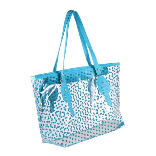 VALICLUD Wasserdichte Damen Strandtasche PVC mit Rundem Punktemuster Modische Badetasche für Frauen und Mädchen Langlebige Beach Bag in Blau Strapazierfähig und Formbeständig von VALICLUD