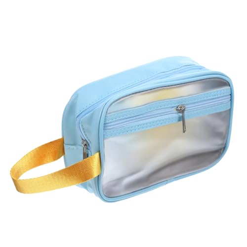 VALICLUD Wasserdichter Kulturbeutel Nasse Tasche Strandtaschen Für Damen Schwimmen Schwimmtaschen Für Schwimmer Makeup Tasche Reisen Duschtasche Klare Strandtasche Groß Aqua Pu Himmelblau von VALICLUD