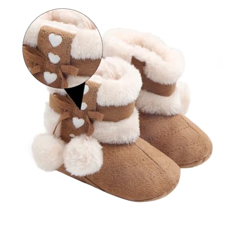 VALICLUD Weiche Prewalker aus Baumwolle mit Schleifen Design Warme Winterstiefel für Neugeborene Jungen und Mädchen Rutschfeste Sohlen Atmungsaktiv und für Kalte Jahreszeiten von VALICLUD