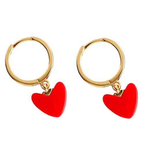 VALICLUD Weihnachtliche Ohrhänger Damen Rote Herzform Leichtes Silber Ohrschmuck Festliche Party Schmuck Zubehör von VALICLUD