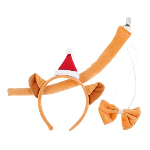 VALICLUD Weihnachtliches Katzenohren Stirnband Set mit Santa Mütze und Schleife Weiches Leichtes Haarschmuck Set für Erwachsene Passend für Party Cosplay und Festliche Anlässe von VALICLUD