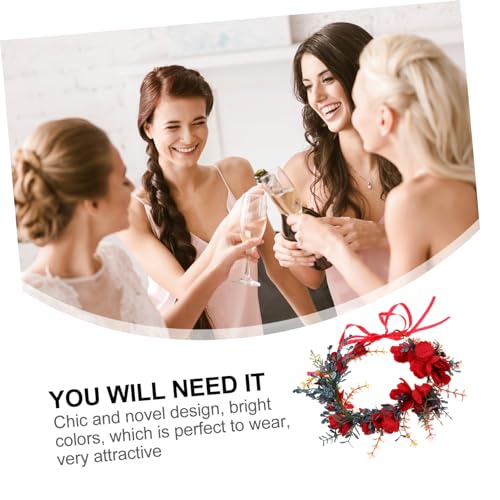VALICLUD Weihnachts Blumenkranz Haarreif Verstellbar Roter Floral Headband Stirnband Festlicher Kopfschmuck Damen Mädchen Party Geburtstag von VALICLUD