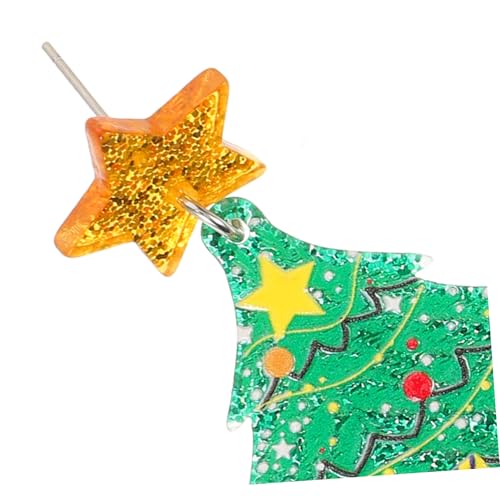 VALICLUD Weihnachtsbaum Ohrringe Damen Acryl Stern Anhänger Leicht Bequem Festliche Dangle Ohrschmuck Grün Für Weihnachtsfeier Silvester von VALICLUD
