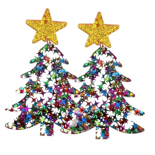 VALICLUD Weihnachtsbaum Ohrstecker für Frauen Leichte Bunte Weihnachtsbaum Ohrringe Statement Ohrschmuck für Weihnachten Geschenkidee für Freundin Alltag und Festtage von VALICLUD