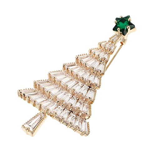 VALICLUD Weihnachtsbrosche Goldfarbene Legierung Xmas Baum Design Leicht Elegant Für Damen Party Festliche Kleidung Schmuck von VALICLUD