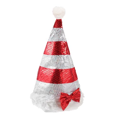 VALICLUD Weihnachtsmütze Plüsch Mit Glitzer Festliche Nikolausmütze Für Damen Und Herren Für Weihnachtsfeiern Kostümzubehör Bequem Und Strapazierfähig Mit Funkelnden Pailletten Für von VALICLUD