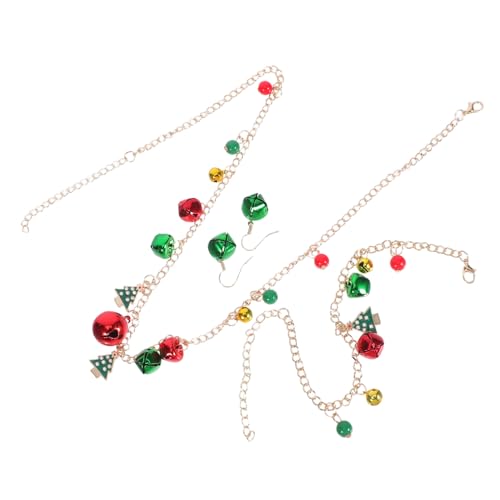 VALICLUD Weihnachtsschmuck Set Damen Weihnachtsglocke Halskette Armband Ohrringe Farbblock Design Leicht und Strapazierfähig Für Festliche Anlässe und Weihnachtsfeiern von VALICLUD