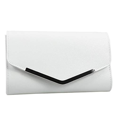 VALICLUD Weiße Abendtasche Handtasche Hochzeit Nachricht Tasche Clutch Bag Geldbörse einfache Kette Tasche für Frauen Damen von VALICLUD