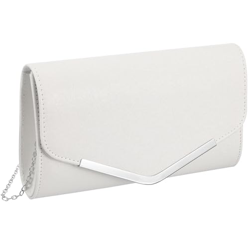 VALICLUD Weiße Abendtasche Handtasche Hochzeit Nachricht Tasche Clutch Bag Geldbörse einfache Kette Tasche für Frauen Damen von VALICLUD