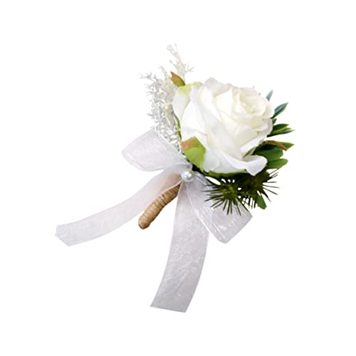 VALICLUD Weiße Grün Ansteckblume Hochzeit Brosche Braut Bräutigam Kleidung Pin für Bankett Festliche Kleidung Schmuck von VALICLUD