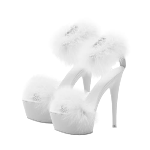 VALICLUD Weiße High Heels Sandaletten Damen Plateau Sandalen mit Feinem Absatz Modisch Langlebig Elegant für Sommer Party Freizeit Zufällige Farbe von VALICLUD