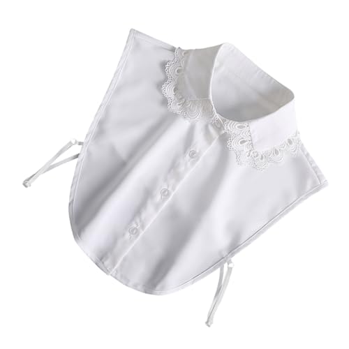 VALICLUD Weißer Damen Fake Kragen Halbbluse Abnehmbar Modischer Bubikragen Spitzenbesatz Leicht Atmungsaktiv Für Kleid Pullover Bluse Geeignet Für Party Hochzeit Alltag von VALICLUD