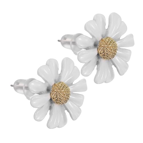 VALICLUD Weißer Kleine Ohrstecker Damen Zarte Blütenform Schmuck Ohrschmuck Modisch für Alltag und Festlichkeiten aus Langlebigem Material von VALICLUD