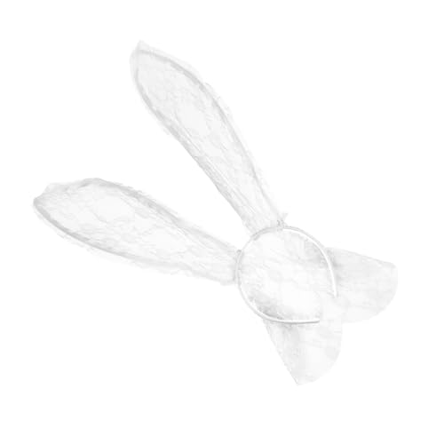 VALICLUD Weißes Spitzen hasenohren stirnband Leichtes Party haarreif mit Festem Sitz Originelles Cosplay accessoire für Frauen und Mädchen Dekoratives Kopfstück für Tanz und Performance von VALICLUD