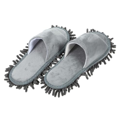 VALICLUD Winter Chenille Mopp hausschuhe Unisex mit Zehenöffnung Rutschfest Staubwisch slipper für Fliesen Vinyl Waschbare Warme Hausschuhe für Damen und Herren von VALICLUD