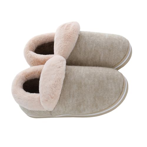 VALICLUD Winter Hausschuhe Damen Plüsch Pantoffeln Warme Rutschfeste Slipper mit Fersenumschlag Gefüttert für Wohnzimmer und Freizeit von VALICLUD