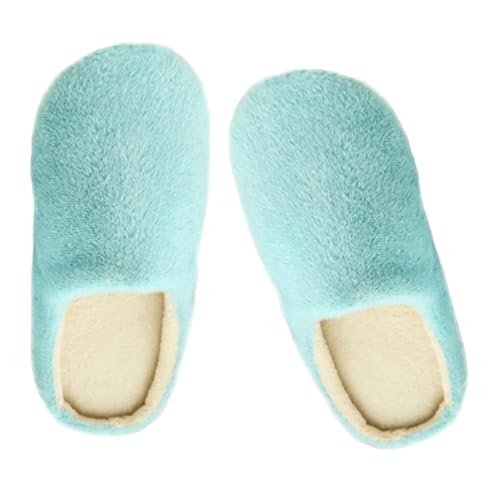 VALICLUD Winter Hausschuhe Damen und Herren Kuschelige Plüschpantoffeln mit Baumwollfüllung Weiche Rutschfeste Leise Indoor Schuhe Blau für Zuhause und Reisen von VALICLUD