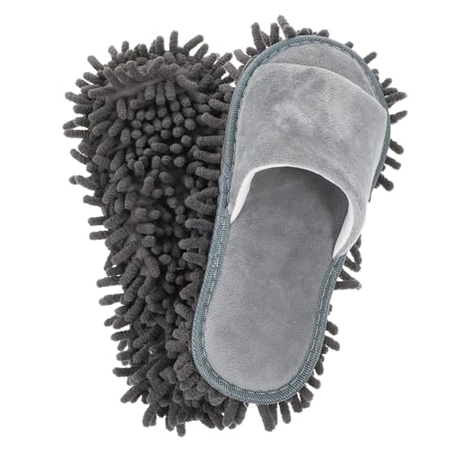 VALICLUD Winterliche Chenille mopp hausschuhe mit Anti rutsch sohle Offene Zehen Unisex Bequeme Putzschuhe für Bodenreinigung und Staubwischen Wiederverwendbare Reinigungsschuhe von VALICLUD