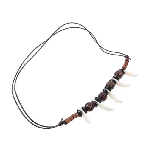 VALICLUD Wolfzahn Halskette Herren Verstellbare Kette mit Leichtem Anhänger Tribal Style Handgefertigte Perlenkette Modisches Schmuckstück für Männer Robust und Langlebig von VALICLUD