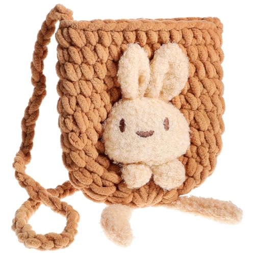 VALICLUD Bunny Umhängetasche Für Mädchen Cartoon Hase Schultertasche Handgefertigte Woll-Woven Geldbörse Süße Kindertasche Für Shopping Und Reisen von VALICLUD