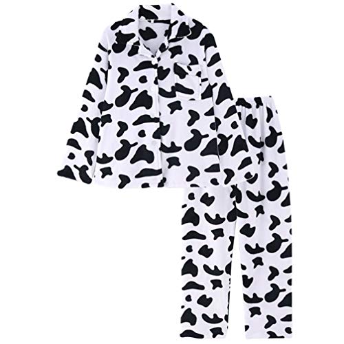 VALICLUD Womens Pyjamas Set Button Down Cow Print Pjs Nachtwäsche Langarm Und Hose von VALICLUD