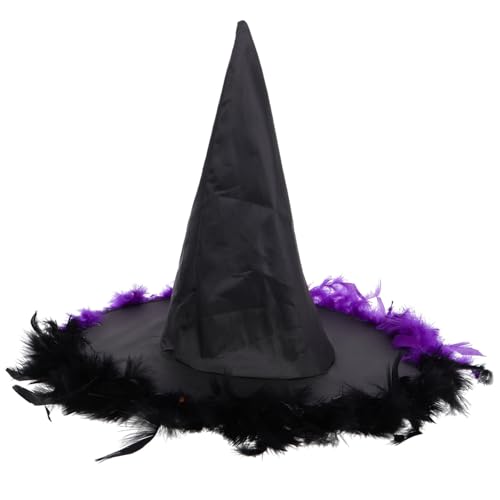 VALICLUD Hexenhut Für Halloween Anpassbare Damen-kopfbedeckung Mit Gebogenen Hörnern Und Detaillierter Dekoration Für Kostümpartys Und Maskeraden von VALICLUD