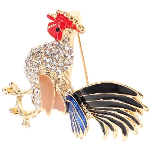 VALICLUD Zinklegierung Hahn Brosche Damen Anstecknadel Vintage Kleidung Schmucknadel für Pullover Stola Schal Accessoire von VALICLUD