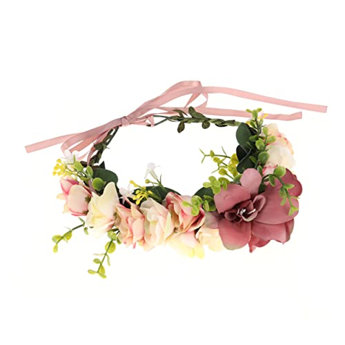 VALICLUD Seidenblume Kind Festival-stirnbänder Für Frauen Brauthaarrebe Für Mädchen Blumenkranz-stirnband Haarschmuck Für Mädchen Blumen- Halloween Fräulein Blumenmädchen Rosa Zubehör von VALICLUD