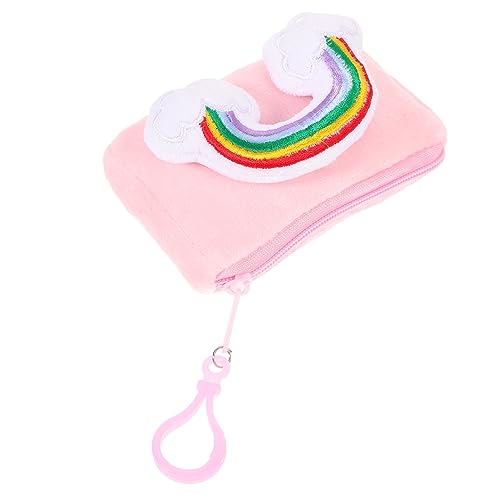 VALICLUD Münzbörse Aus Plüsch Für Mädchen Geldbörse Mit Schlüsselanhänger Regenbogen-Design Vielseitig Einsetzbar Als Taschenanhänger Und Handy-Accessoire von VALICLUD