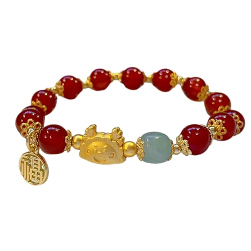 VALICLUD rotes Perlenarmband geldgeschenke weihnachten weihachtsgeschenk weihnachstsgeschenk Perlenarmbänder Tierkreis glücklich Armbänder ästhetisch Armband aus natürlichen Kristallperlen von VALICLUD
