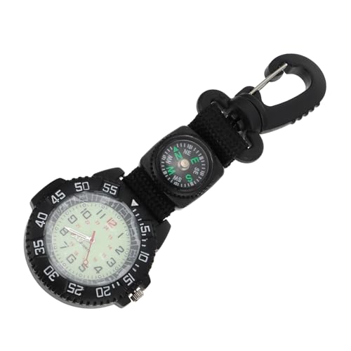 VALICLUD sportliche Taschenuhr Safety Watch Outdoor Watch sportuhren Persönliche Uhr Ansteckuhr elektronische Taschenuhr schlüsselanhänger Bergsteigen-Clip-Uhr Backpacker-Uhr Nylon Black von VALICLUD