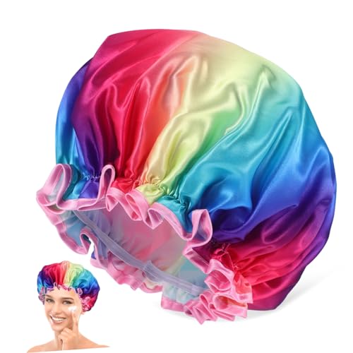 VALICLUD Doppellagige Wasserdichte Duschhaube Für Damen Und Herren Tragbare Badekappe Für Lange Haare Leichte Und Komfortable Duschkappe Für Reisen Und Fitness Elastische Haarabdeckung in r von VALICLUD