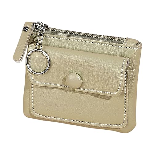 VALINK Mini-Münzgeldbörse, PU-Leder-Reißverschlusstasche, Damen-Münztasche, Kleingeldbörse, tragbare Geldbörse mit Schlüsselringen (9 x 12 cm), Grün von Valink